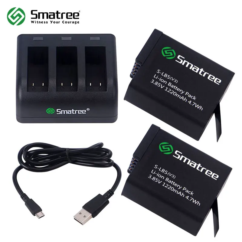 

Smatree Battery (2-Pack) With 3-Channel Charger for Gopro HERO 5 Black(Compatible with Firmware v01.55, v01.57 v02.00, v02.51)