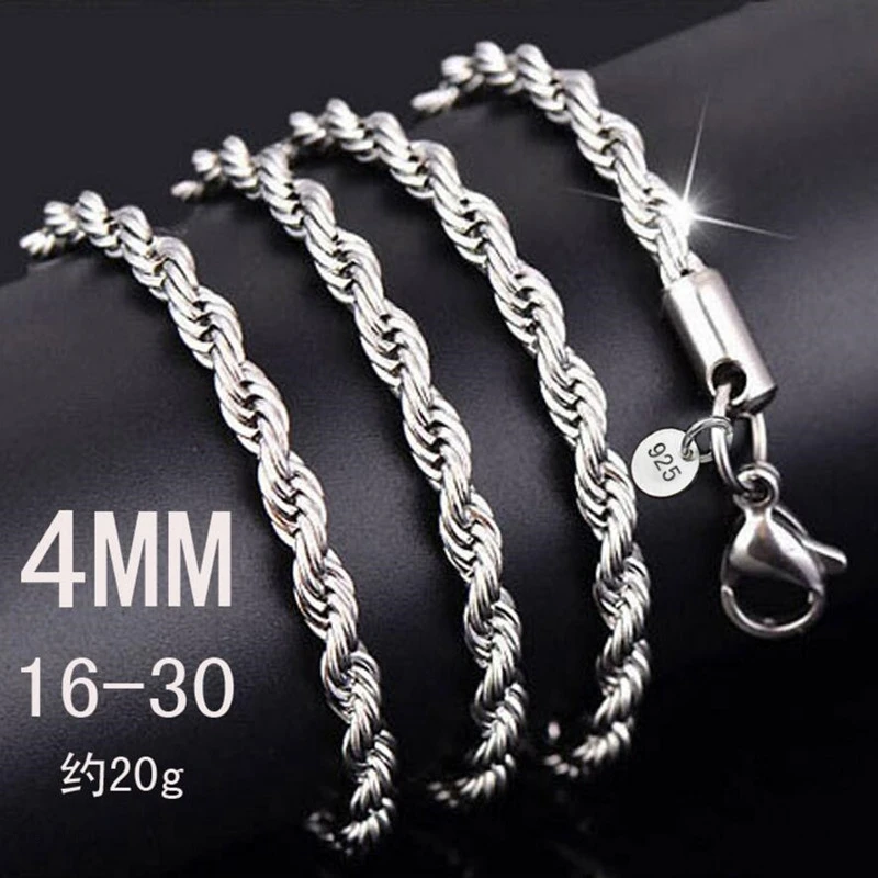 Ожерелье из серебра 925 пробы с подвеской 4 мм|pendants for women|chain sterlingsterling silver necklace |
