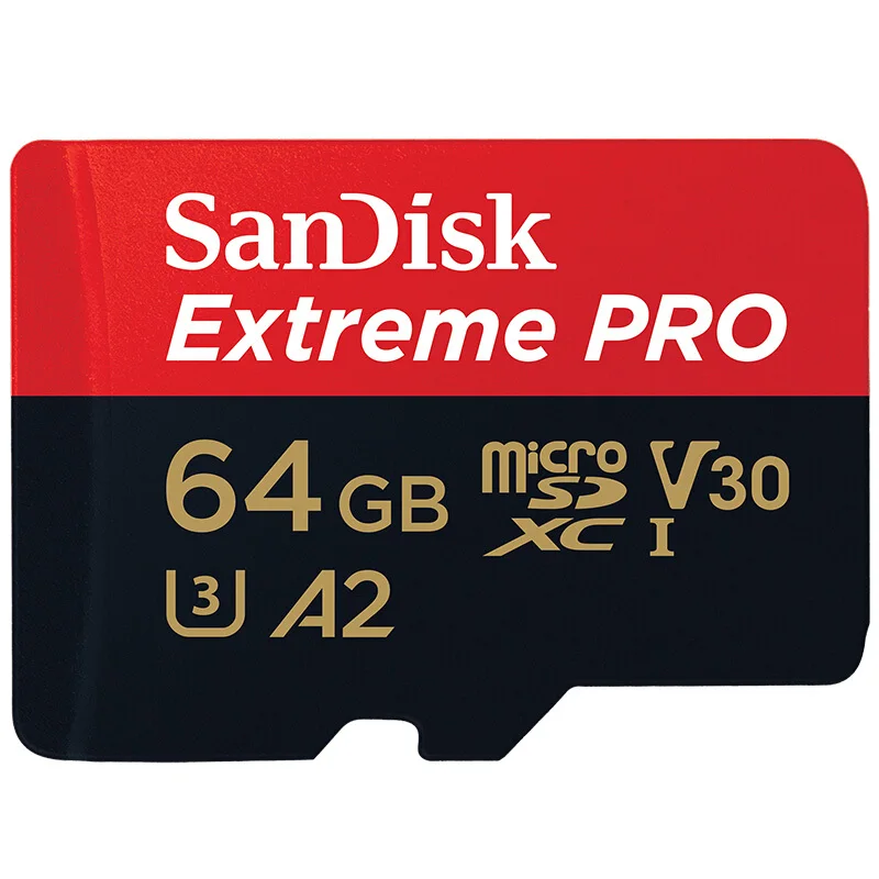 Двойной флеш-накопитель SanDisk Extreme PRO/Extreme карты памяти 128 Гб 64 Гб оперативной памяти, 32 Гб встроенной памяти, читать Скорость до 100 МБ/с. microSDHC/SDXC UHS-I U3 V30 в формате 4K UHD - Емкость: 64GB Extreme PRO A2