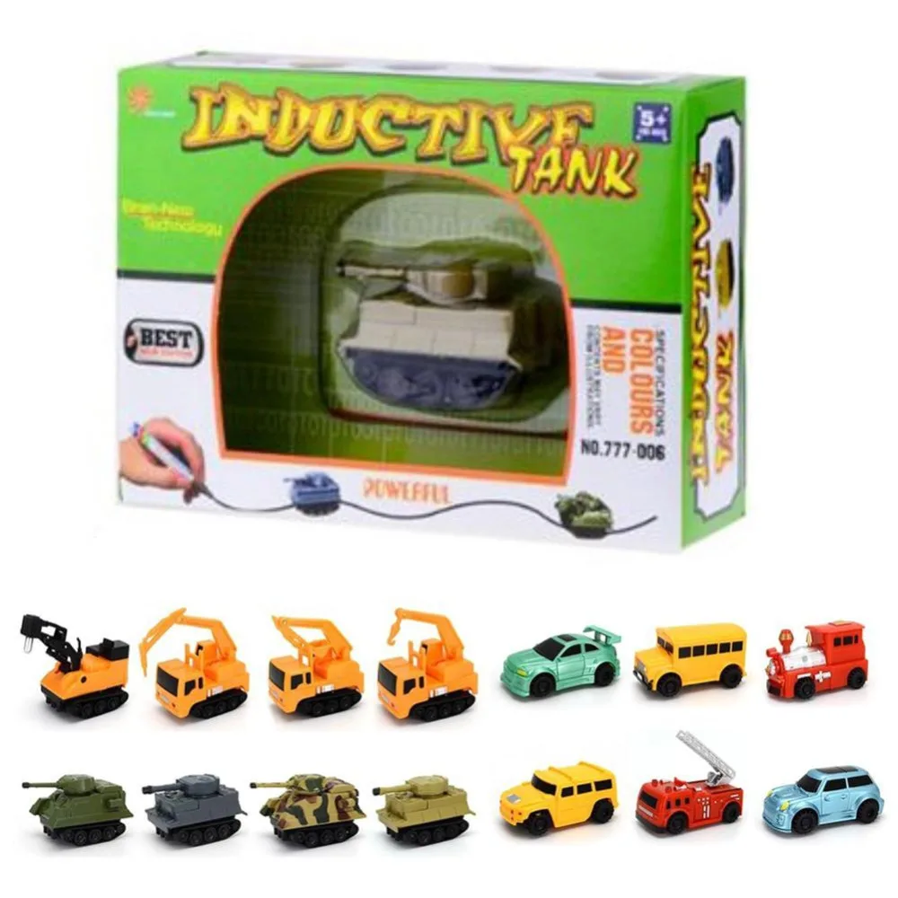 

Original Inductive Car Diecast Vehicle Magic Pen Toy Tank Truck Excavator Construt Follow Any Line You Draw Xmas Gifts for Kid