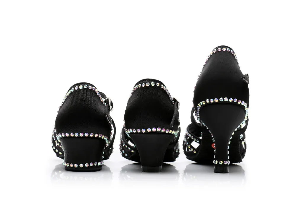 Атласная ткань, украшенная бриллиантами; цвет коричневый, черный; обувь для танцев на низком каблуке для детей и подростков; сандалии для девочек и детей; C01DZ