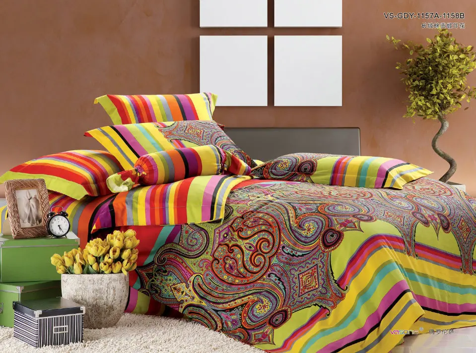 Luxury egyptian cotton satin paisley Bedding set King Queen size quilt duvet cover bedspread bed in a bag sheets bedroom wedding