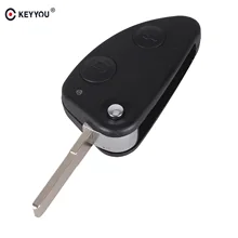 KEYYOU 2 Button Flip Fob Folding Car Key Shell Case for Alfa Romeo 147 156 GT Uncut Blade Car Key Case NO Chip Keyless