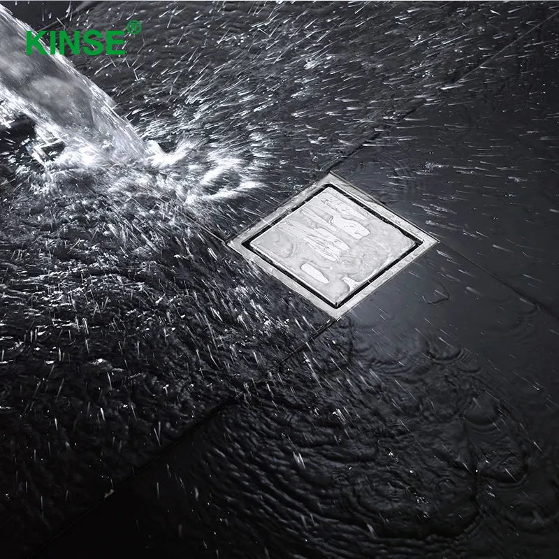 KINSE High Quality Stainless Steel Floor Hidden Shower Drain Square