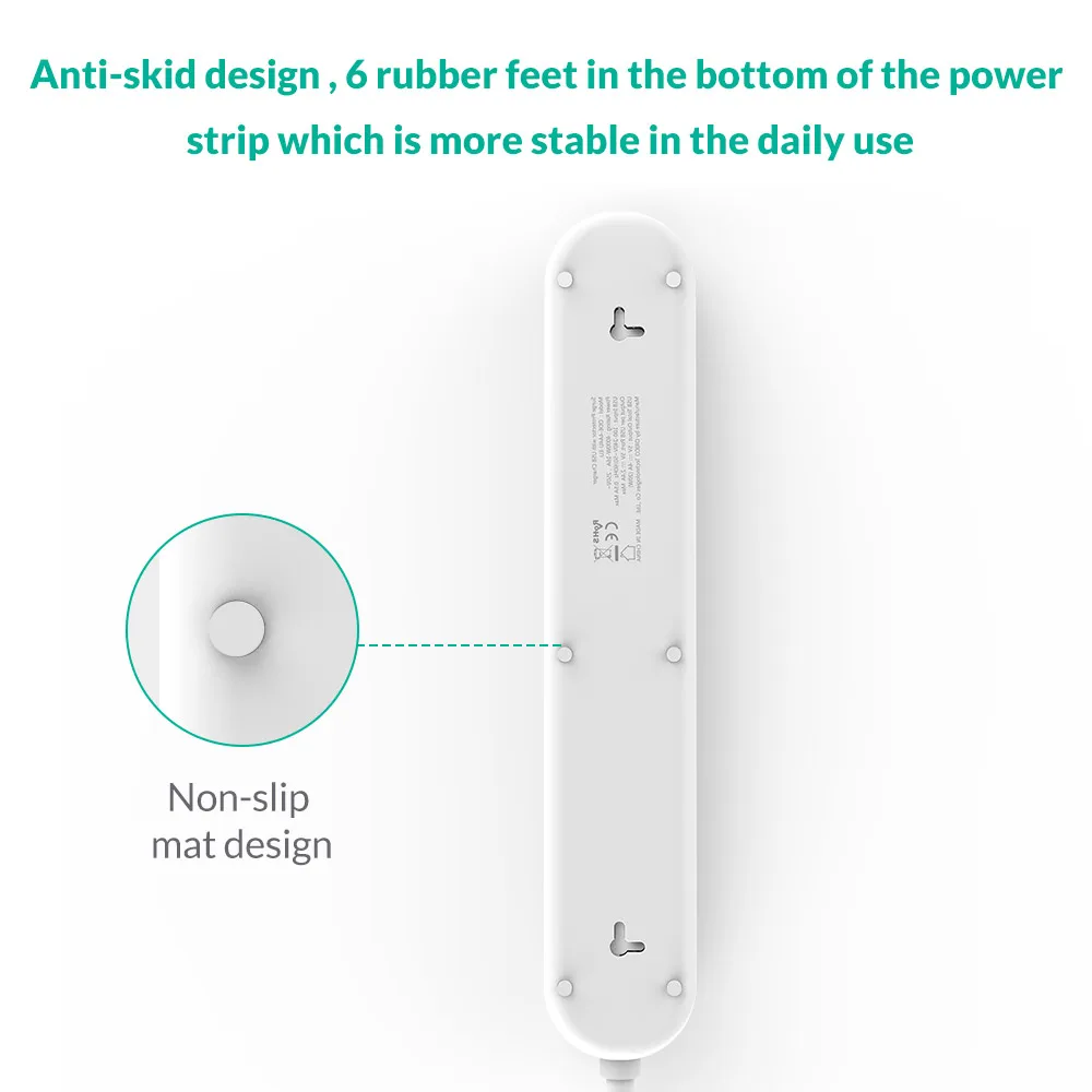 ORICO Smart USB Power Strip Socket EU Plug Overload Switch Surge Protector 4 Outlet with USB Charger 4 Ports-1.5M Power Cord