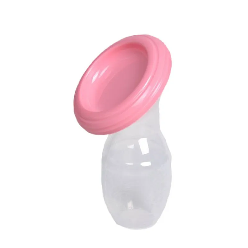 Ручные молокоотсосы силиконовая помпа для груди анти-перелив грудного молока коллектор 90 мл бесшумный доильный Портативный уход за ребенком - Цвет: pink