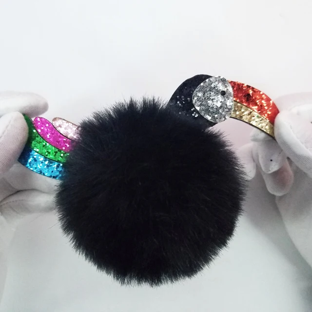 LLavero de pájaro con lentejuelas, pompón de pelo, llaveros de bola para mujer, decoración de bolsos, accesorios para llaves de coche, dijes de moda, regalos LLavero de pájaro con lentejuelas, pompón de pelo, llaveros de bola para mujer, decoración de bolsos, accesorios para llaves de coche, dijes de moda, regalos
