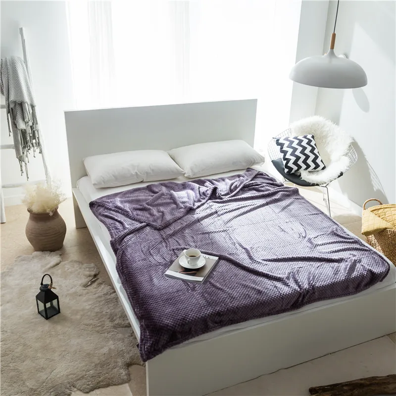 

Deep Purple Pure Color Fleece Blanket Is Warm In Winter Double Layer Thick Plush Throw On Sofa Bed Plane Bedspreads Home Textile