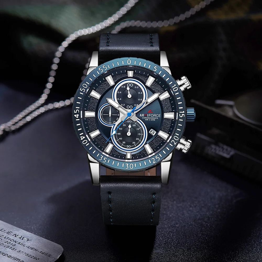 ARMIFORCE Mens Watches Top Brand Luxury New Fashion Business Quartz Watch Men Leather Waterproof Sports Watches Relogios