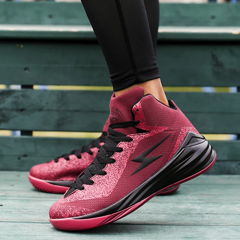 Tallas grandes 39-45 hombres deporte Baloncesto zapatos mandarín pato alto cojín zapatillas atléticas tobillo botas trotar Traing balancesto