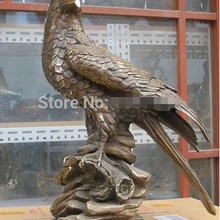 2" Западного искусства Бронзовая Статуя Красивая Скульптура hawk eagle tercel Стенд чучело