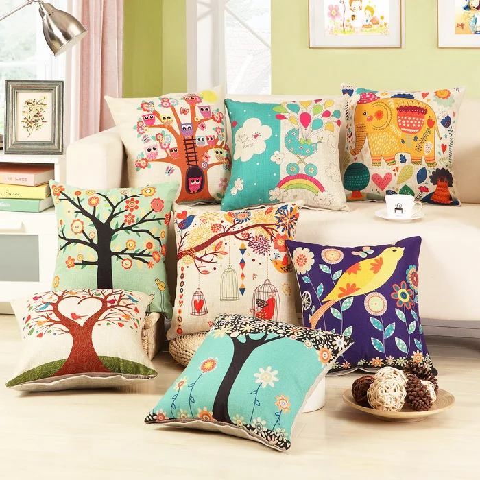 RUBIHOME Wholesasle(8pieces/lot) Decorative Cushion Covers No Inner Tree Plant Design Home Decor Square Throw Pillowcase