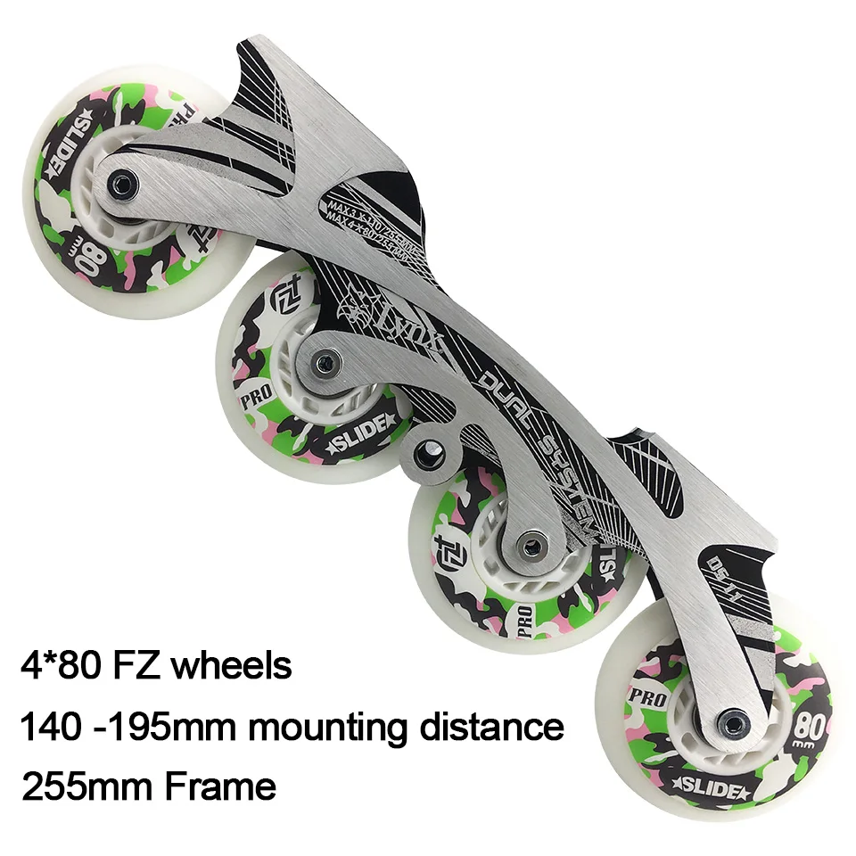 4*80mm Free Skating Inline Skate Base Set 150 195mm Dinstance Frame ILQ