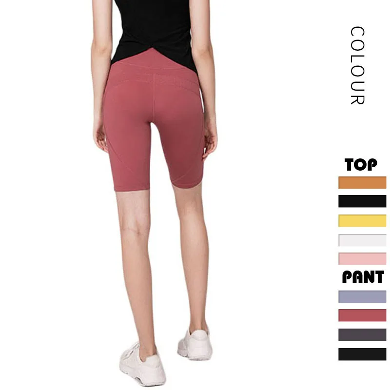 

Female Tummy Control GYM yoga Shorts solid color ladies sports fitness Feeling naked Shorts running sport sexy yoga Sport Shorts