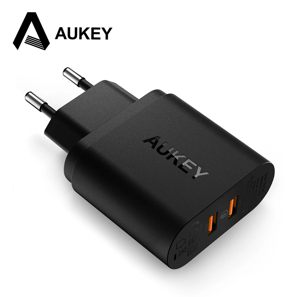 imágenes para Aukey 36 w doble puerto usb cargador de viaje de pared con qualcomm carga rápida 3.0 para motorola nexus 6 y más teléfonos inteligentes imágenes para Aukey 36 w doble puerto usb cargador de viaje de pared con qualcomm carga rápida 3.0 para motorola nexus 6 y más teléfonos inteligentes