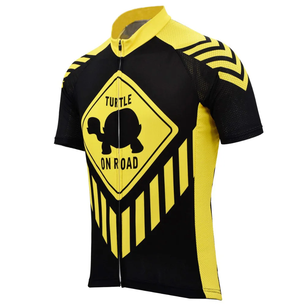 

men cycling jersey turtle on road cycling clotthing black yellow bicycle clothing bike wear short sleeve bike clothing