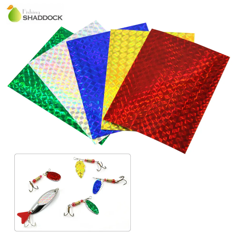 

Shaddock Fishing 5pcs Mixed Color Holographic Adhesive Film Flash Tape For Lure Making Tying Materail Metal Hard Baits Sticker