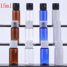 15 мл X 100 шт./лот Прозрачный Пластик путешествия контейнер бутылки флип-топ Кепки образец Бутылочки для косметической упаковки белого и синего цвета коричневый