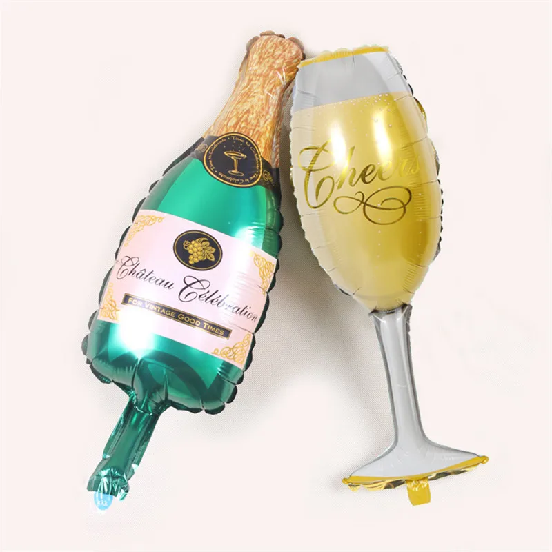 Шампанское стеклянные шары День рождения украшения воздушный шар вина Бутылка бокал форма воздушный шар из фольги мультфильм шляпа
