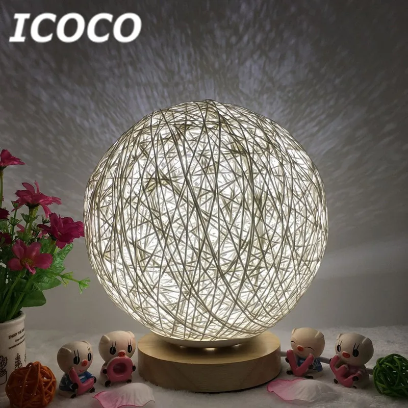 

ICOCO 15cm Romantic Twine Rattan Ball Night Light Projector Lamp 220V for Christmas Birthday Gift Home Decor Drop Shipping Sale