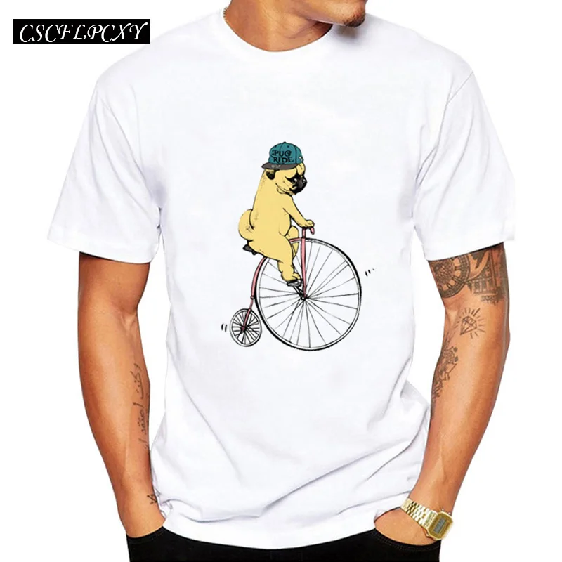 Pug Ride funny Men t-shirt short sleeve casual male tops creative pugs design men customized t shirts animal dog cool tee | Мужская