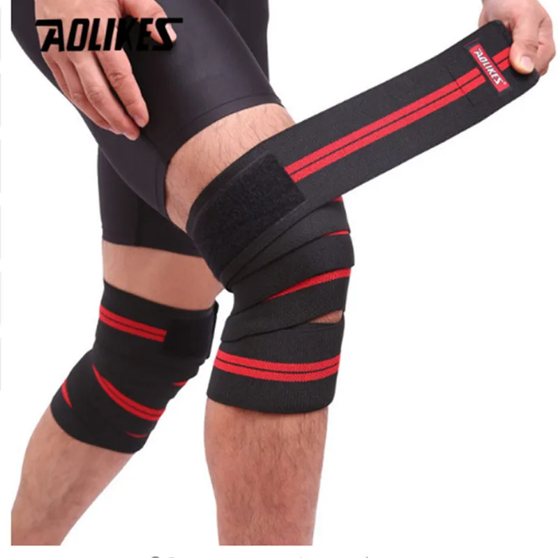 

AOLIKES 1PCS 2M*8CM Powerlifting Elastic Bandage Leg Compression Calf Knee Support Wraps Sports Safety Vendas Deporte