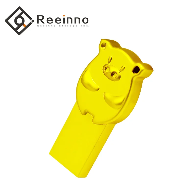 

USB Flash Drive 16G/32G/64GB USB3.0 Metal Golden Pig Drive Memory Stick Storage U Disk for laptop and desktop Reeinno brand