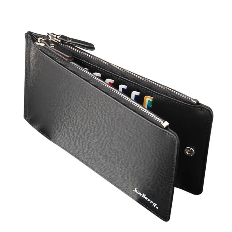 Телефон карманный роскошный мужской кошелек мужской бизнес-стиль, кожаный держатель для карт бумажник длинный кожаный кошелек VersatileL* 5 - Цвет: Black