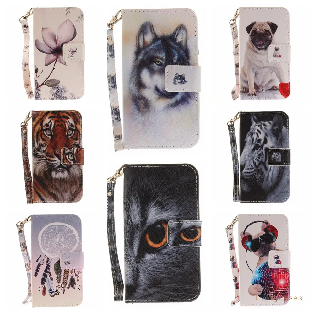 Black Cat Tiger Wolf Pug Leopard Monkey Magnolia Animal Flip Wallet PU Leather Phone Case Cover for Sony Xperia XZ | Мобильные