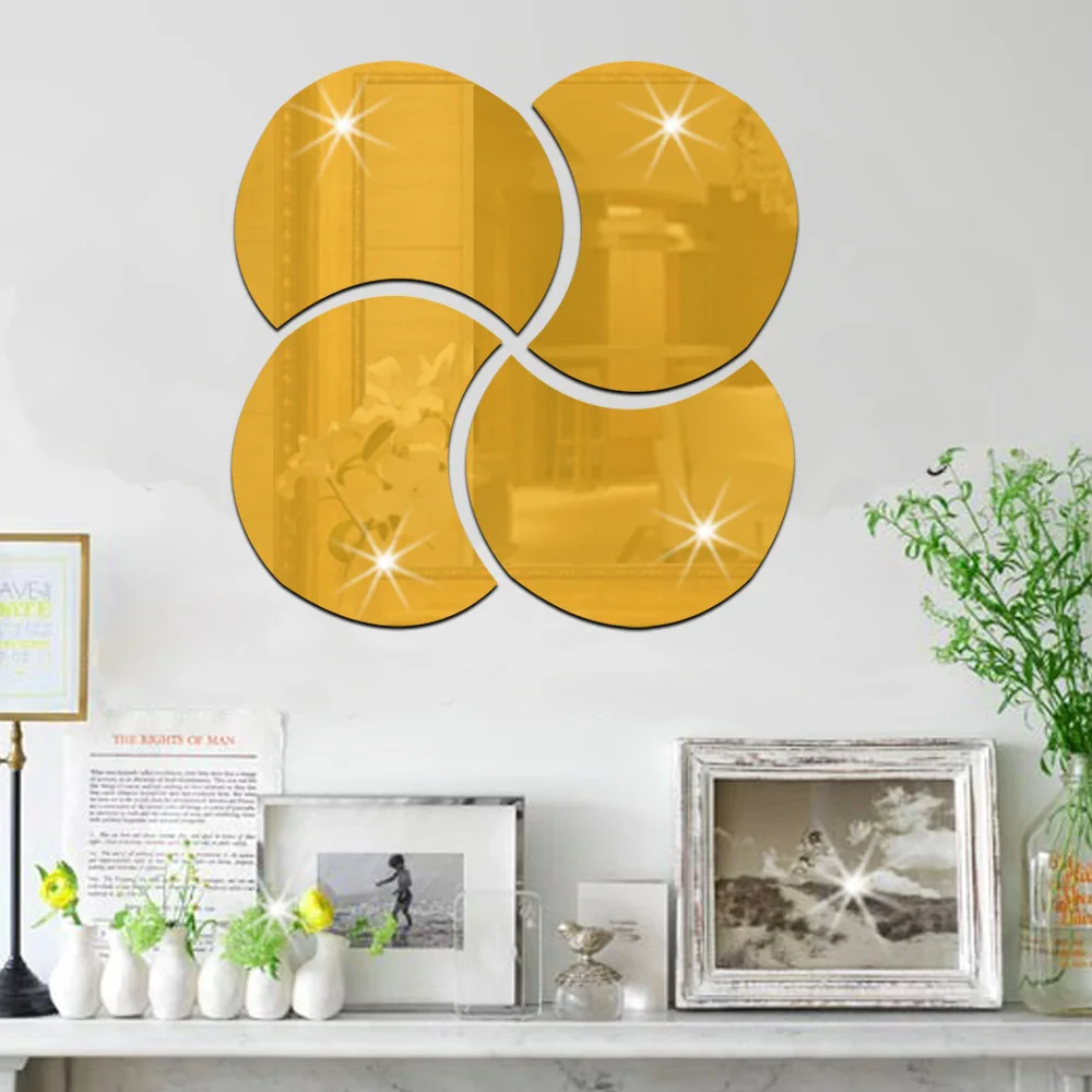 Mirror Crescent Round Decoration 3d Crystal Face Detachable Bedroom Living Room Kitchen TV Background Wall Bathroom Dormitory | Дом и сад