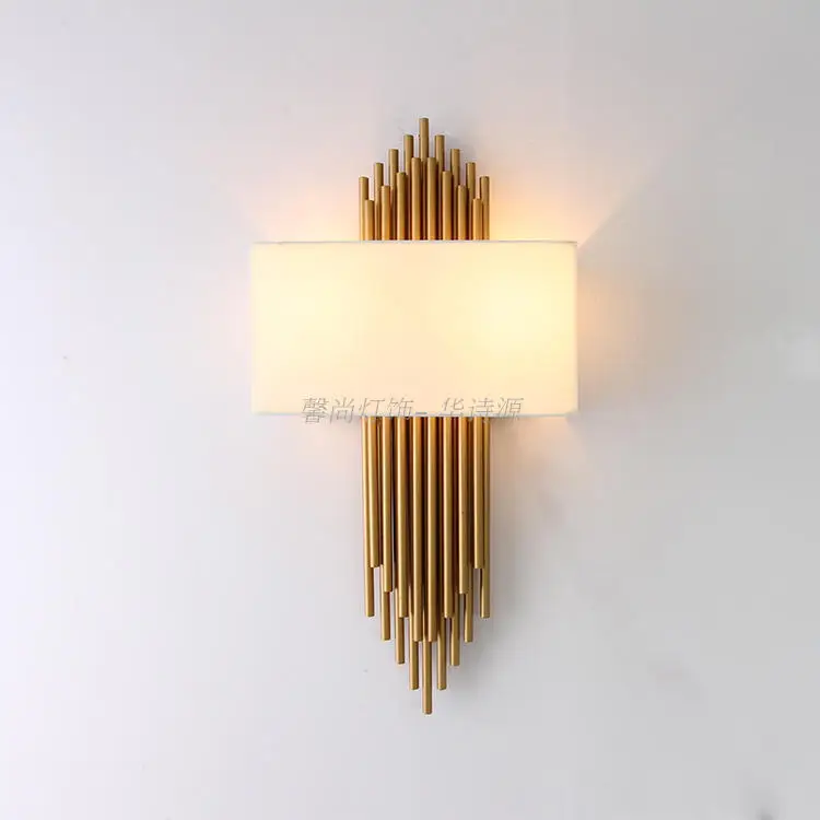 modern cloth wall lamp living room hallway Hotel American Style Copper imitating iron restaurant lamp