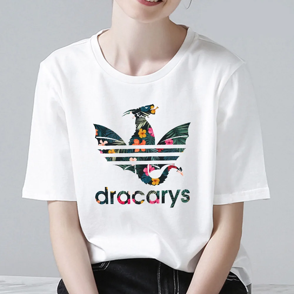 QIM لعبة من عروش النساء تي شيرت طباعة Dracarys عارضة الصيف أعلى المحملات للنساء الأزياء تي شيرت تي شيرت غير رسمي