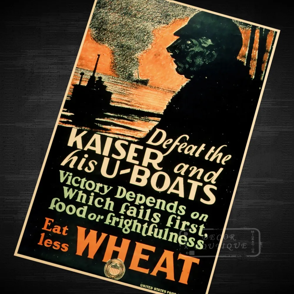 Разгром Kaiser U boats Eat Less Wheat немецкий WW2 агитация ВИНТАЖНЫЙ ПЛАКАТ холст DIY Настенная