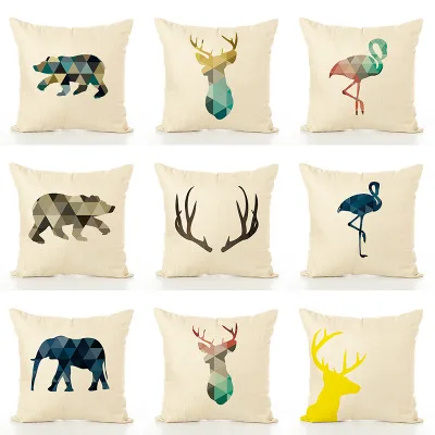 الشمال هندسية الحيوانات وسادة يغطي الأزياء بسيطة الدب الفيل الأيائل كيس وسادة الإبداعية كنبة مكتب وسادة
