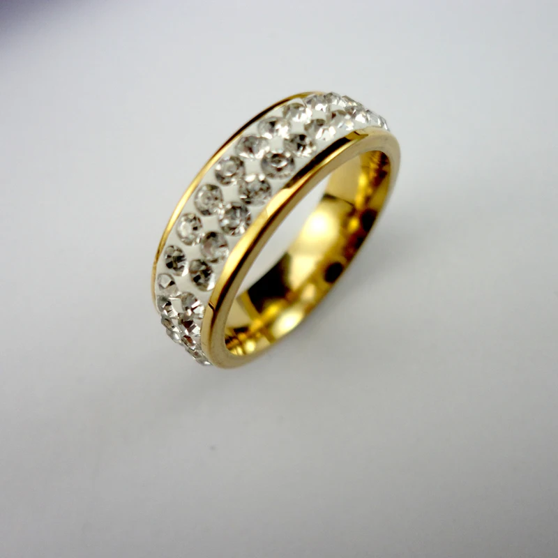 10pcs Never Fade Women Classic Engagement Anniversary Wedding Ring Cubic Zirconia Gold Stainless Steel Rings Female Jewelry L065 | Украшения