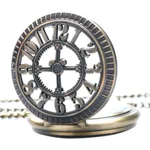 Рождественский подарок, бронзовые винтажные кварцевые карманные часы с полой мультяшной мышкой, Женское и мужское ожерелье, подвеска на цепочке, Reloj De Bolsillo P203