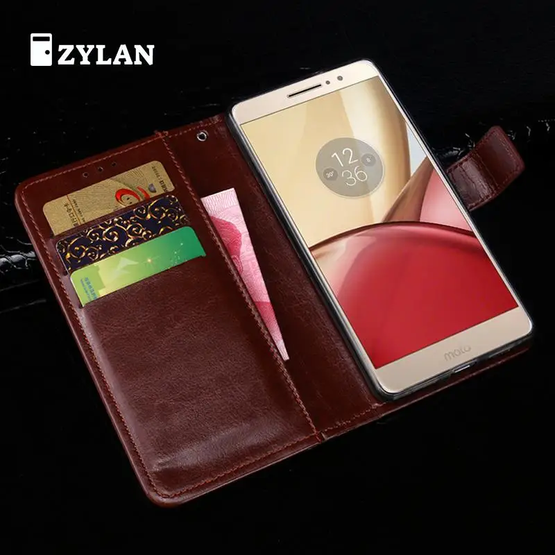 

ZYLAN Case For Motorola MOTO M XT1662 Case Wallet Flip Leather Soft TPU Back Cover For Motorola MOTO M & GIFT
