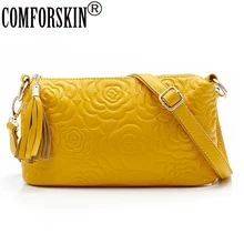 COMFORSKIN известные бренды настоящий кожаный цветок розы женские сумки европейские и американские дорожные сумки через плечо