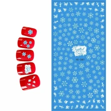 Водная переводная наклейка для ногтей Снежный хлопья Рождество год цветок ромашка YE387-392