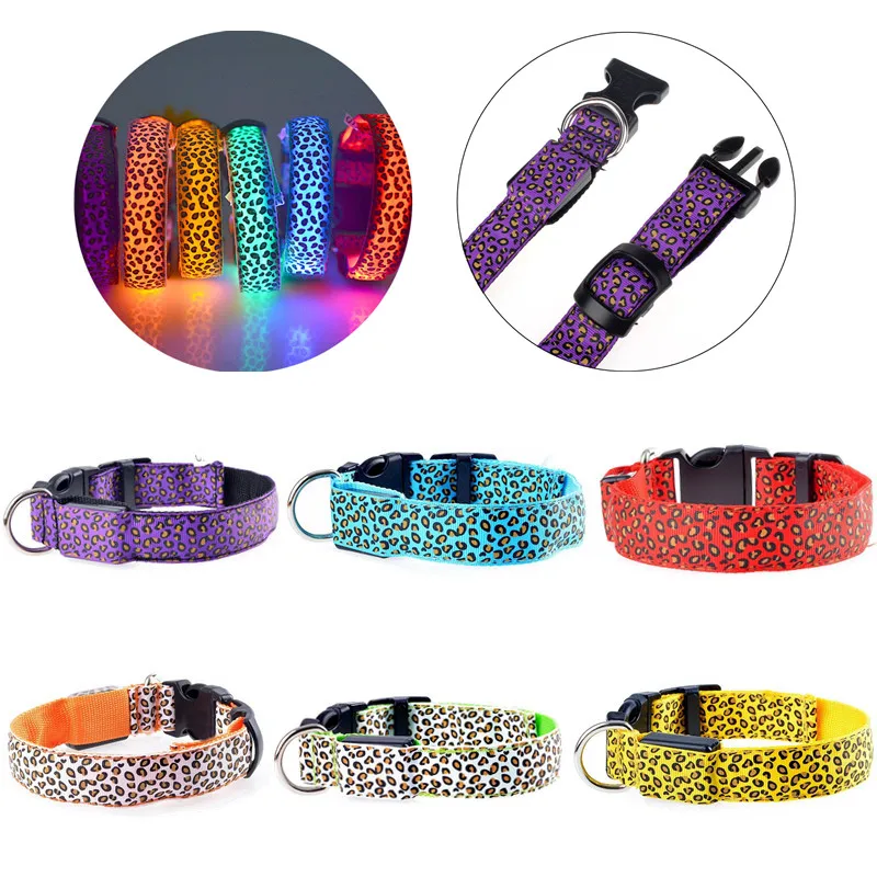 4 Size Nylon Pet Dog Led Collar Night Safety Flashing Luminous Glow