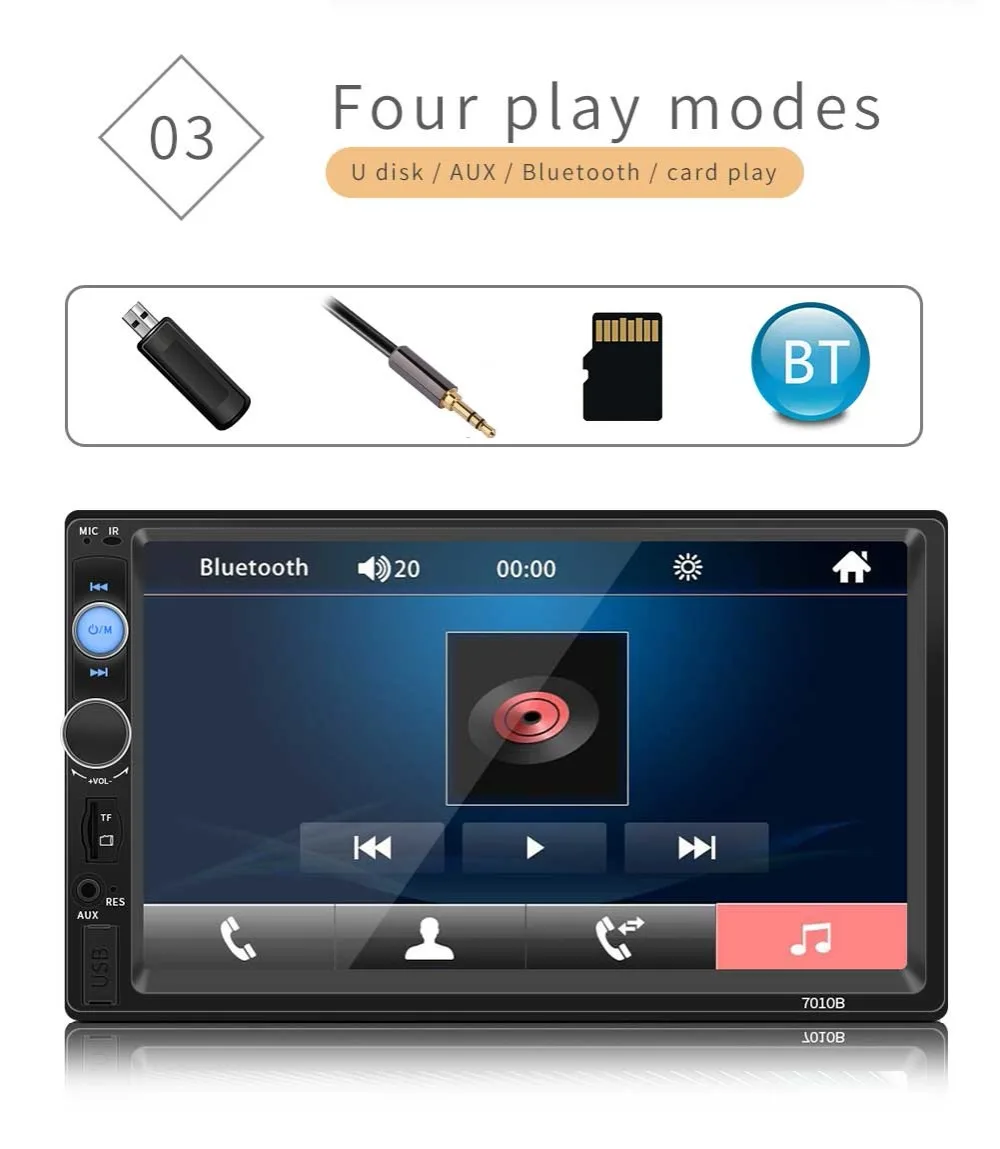 Sale Wholesale 12pcs 7010B 7" car mp5 player Stereo BT handsfree 1080P HD video headunit recorder mirror link FM reverse image USB SD 4