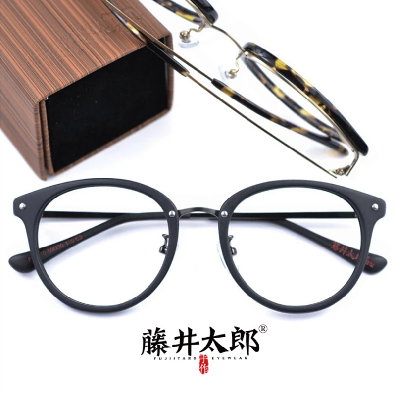 

TARO FUJII Spectacle Frame Eyeglasses Women Men Retro Oval Acetate Computer Optical Clear Lens Glasses Frame Male Women FT3170