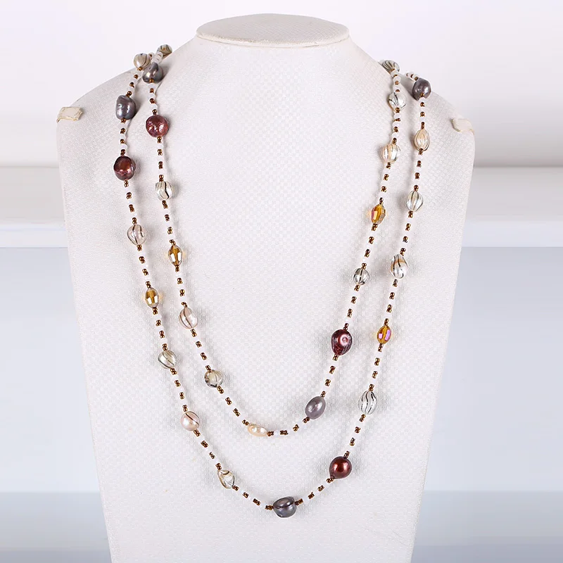 

JIUDUO Stylish multi-layer natural freshwater pearls and crystal necklaces for all kinds of ball engagements