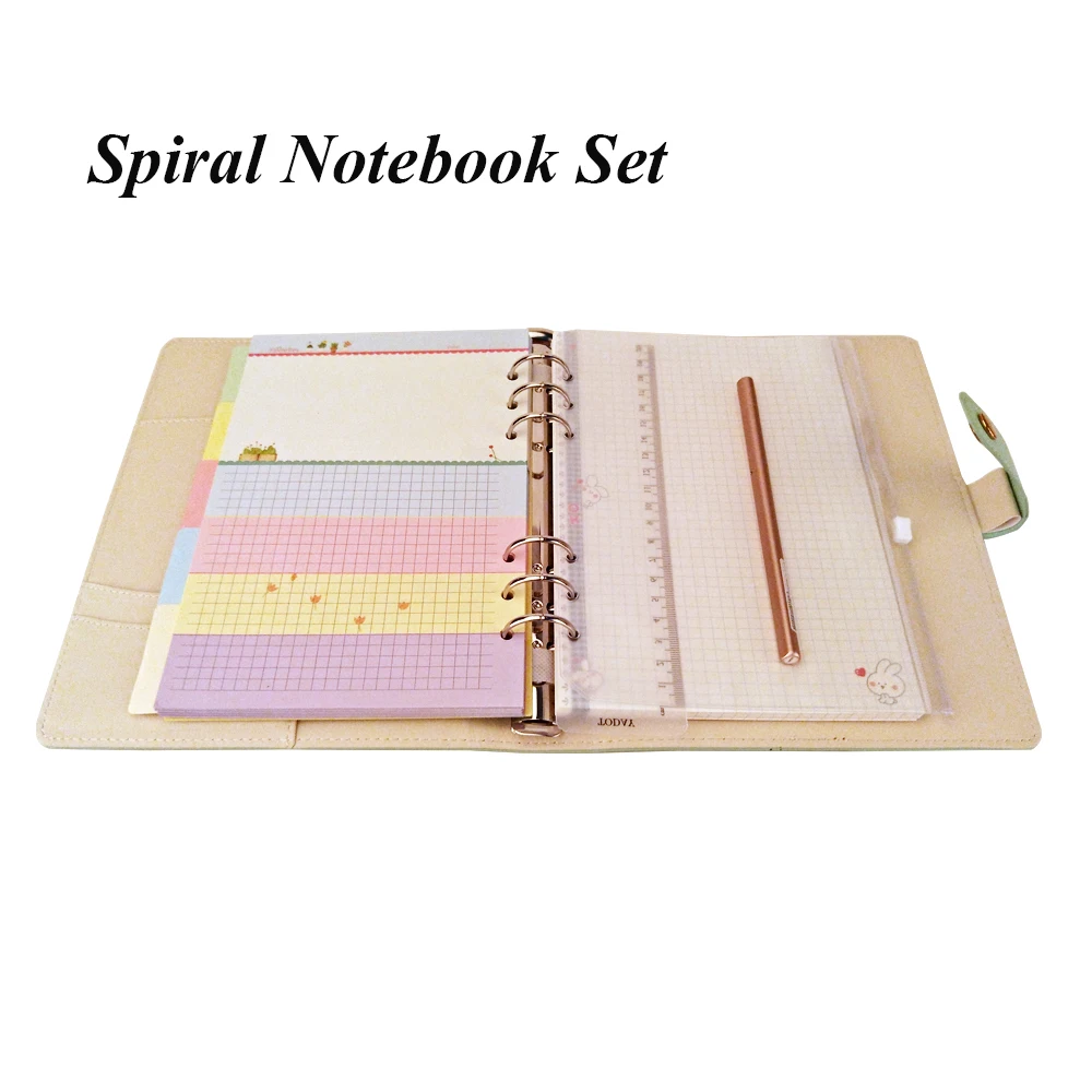 Colored Leather A5A6A7 Spiral Notebook Stationery Set Daily Memos