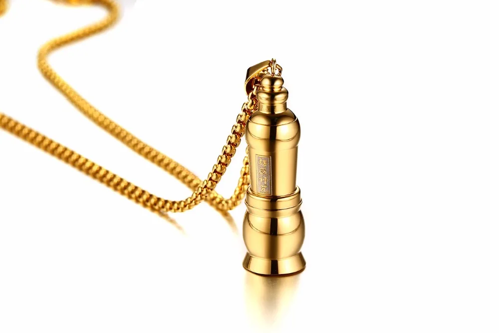 

2017 Fashion Buddhism Men Necklace Chain Religion Gold-Color Open Necklaces Pendants For Male Trendy Stainless Steel Jewelry
