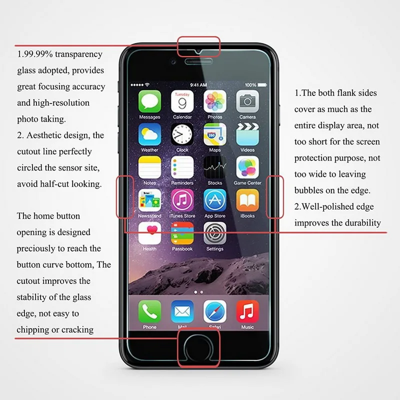For Alppe iPhone 6 6pus 9H 2.5d 0.26 mm Premium Tempered Glass Screen Protector for iPhone 8 7 7 plus protective film (1)