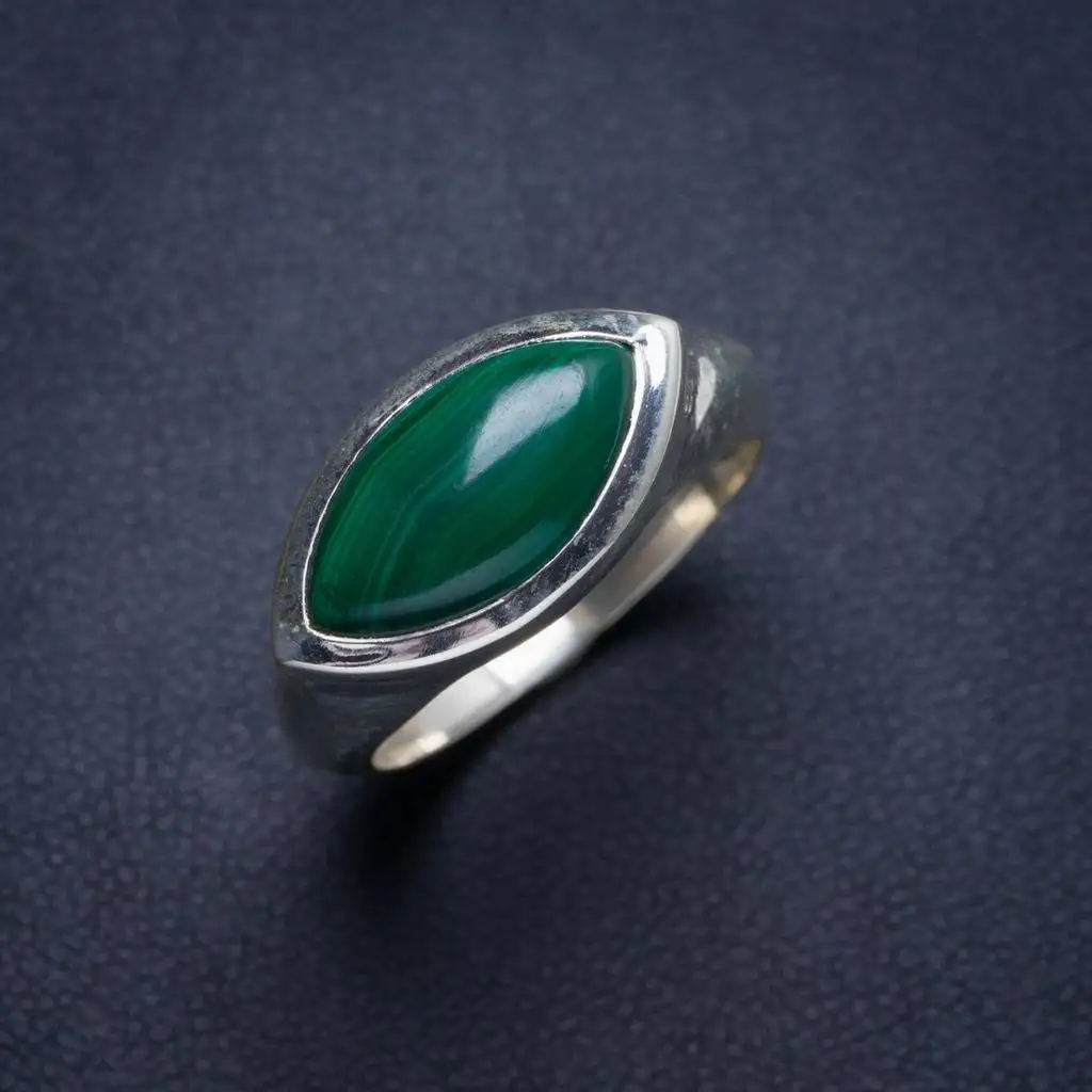 

Natural Malachite Handmade Unique 925 Sterling Silver Ring 8.75 Y4340