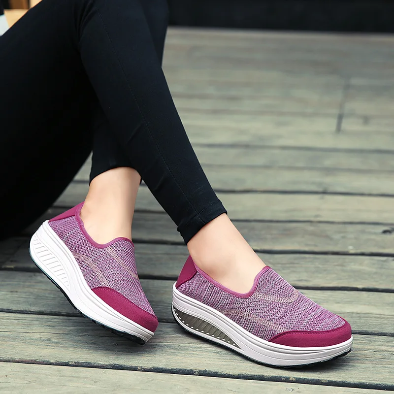 Femmes Éponge Lumière Été Green Respirant Nouveau Confortable En army Casual Maille Sport Femelle Dame Gris Marche Sneakers Semelles Chaussures pourpre rouge Marine bleu ardoisé Plein 42 Air 2018 5EI8qq