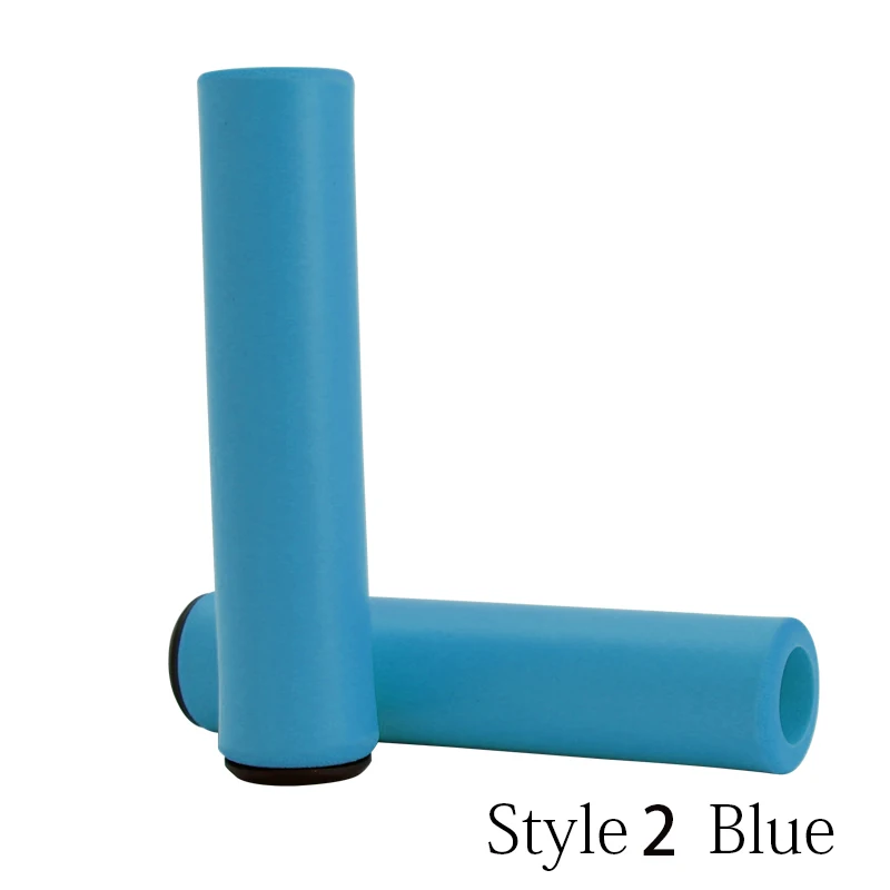 Горный велосипед противоскользящие ручки Губка Мягкий силиконовый MTB велосипеда руль грипса руля группа конец Алюминий Шестерни замок на Велоспорт Запчасти - Цвет: Blue Style 2 Silica