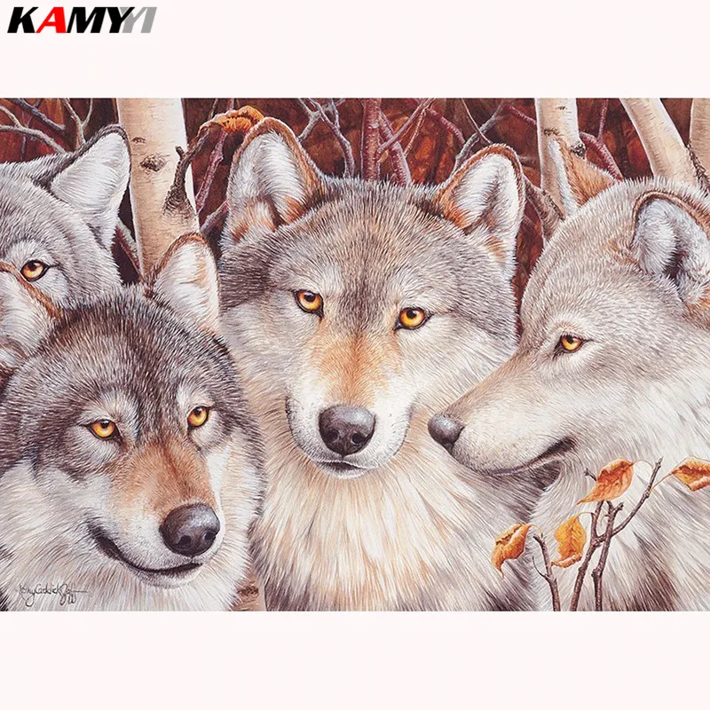 

5D DIY Diamond Painting Cross Stitch Wolf Diamond Embroidery Animals Full Square Drill Craft Kit Mosaic Handicraft XY1